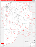 Michigan City-La Porte Metro Area Wall Map Red Line Style